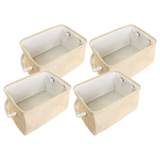 棉麻收納籃, 米色, 4個