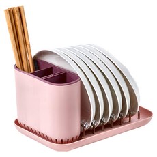 iSFun 優雅歐風瀝水盤筷子餐具架, 1個, 粉色