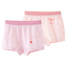 盛特士Shengters女童平角褲2件組 櫻桃水果圖案 舒適透氣, 120, 粉色