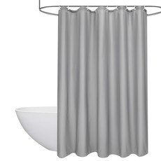 AHOYE PEVA免打孔加厚防霉防水浴簾 乾濕分離 淋浴間 附掛環, 1個, 灰色