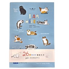 JOY STAR O Cat 貓咪彩印夾 細版 26孔, 水藍色, 1個