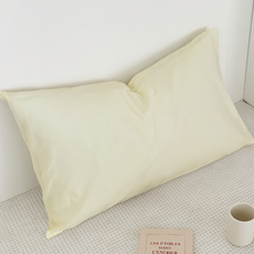 Hoom 禾慕生活 素色純棉枕頭套 48 x 74cm 奶油黃 2入組