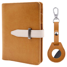 M.E RFID防盜刷皮革護照包，附AirTag防丟掛扣，多功能夾層, 典雅棕, 1個