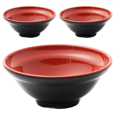 中碗公 美耐皿碗 飯碗 湯碗, 紅 + 黑, 3個