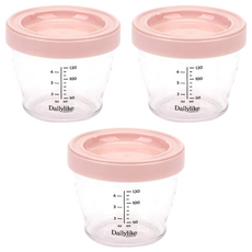 Dailylike Bonbon 嬰兒副食品透明刻度分裝罐, 粉色, 130ml, 3入