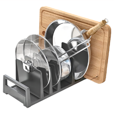 Mega 櫥櫃太空鋁碗盤收納架 Set 1個 鍋蓋架 約40x16x8公分, 灰色