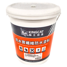 KINGCAT 貓王 抗水寶纖維防水漆, 白色, 1桶, 3.7L