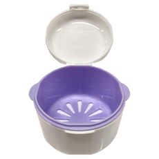 E.dot 雙層牙套清潔收納盒 瀝水隔層 輕巧便攜, 白色, 1個