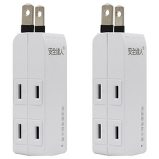 安全達人 4插2P插座 2孔, 7.1cm, 白色, 2個