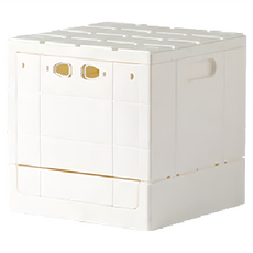 KUIBAO 快豹生活 Sousan 方格摺疊收納箱, 奶白色, 1個