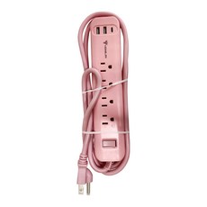 HONG JIN 宏晉 多功能延長用電源線組 附USB充電座 390g, 1.8m, 粉色, 1個