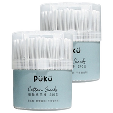 PUKU 藍色企鵝 細紙軸棉花棒 安全紙軸設計 棉球不易脫落 特殊棉頭設計 清除耳垢更徹底 棉部及軸心符合安全標準 不含螢光劑, 240支, 2盒