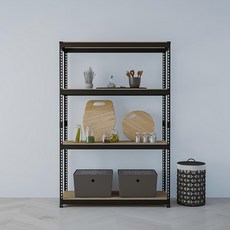 SPEEDRACK 無螺絲角鋼置物鐵架 100 x 60 x 180cm 四層 黑色, 1000 x 600 x 1800mm, 4層