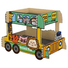 TINYPET 小芥 造型貓抓板 動物巴士, 幼稚園雙層校車 多色, 1個
