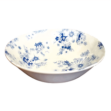 佐和陶瓷 21深缽 日本製陶瓷碗, 花滿開 藍色 + 白色, 1個