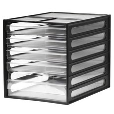 SHUTER 樹德 DD-1214 A4 桌上型 資料櫃 透明設計 台灣製造, 黑色, 5層
