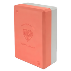mukasa 慕卡莎 EVA 瑜珈磚2件組, 台灣製造, 22.5 x 15 x 7.5cm, 橘底紅心 切角, 1組