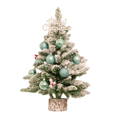 摩達客 霜冰藍雪國原木底座聖誕樹 含雪藍系配件+20燈LED -暖白燈(USB插頭), 白色 + 綠色 + 霜冰藍