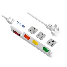 POLYWELL 寶利威爾 電源插座延長線 3孔 TS-343AS, 3.6m, PW15-T05-B012, 1個