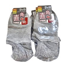 D&G 條紋低口直角女襪 6雙入, 22~25cm, 中灰色