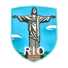 A-ONE 匯旺 地標造型刺繡 巴西 里約熱內盧耶穌背面 7.5 X 6 CM, 藍色 + 白色, 1個