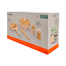 Trixie 寶寶木玩鍋具組 適合兩歲以上兒童, 乖乖小兔 棕色, 1盒