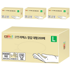 comet 乳膠手套 200入, 大(L), 白色, 4盒