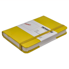 PAPERIDEAS A6 口袋型硬皮筆記本 188頁空白 180度平攤 純木漿無酸紙, 檸檬黃, 1本