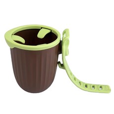 推車水杯架 手機杯架 綠帶咖啡架 ABS材質 防滑墊片 尺寸10 * 12CM, 綠色 + 棕色, 1個