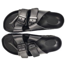 雙排扣軟底防臭防滑耐磨拖鞋 黑色 40