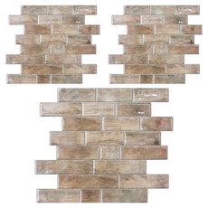 WE CHAMP 仿真木紋磁磚貼 WTB-396 3片 棕木紋色 DIY壁貼 防潮壁紙