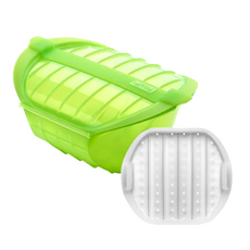 LeKue 微波蒸煮調理鍋 附濾盤, 耐熱-60~220度C, 容量650ml, 綠色, 1個