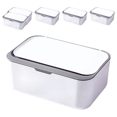 乾濕多用途濕巾口罩收納盒, 防塵防蟲, 適用於三層口罩45片/四層口罩30片/一般型濕紙巾80抽, 白灰, 6個