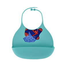 partita 帕緹塔 可咬矽膠圍兜 23 x 26cm, 蜘蛛人綠, 1件, 1個