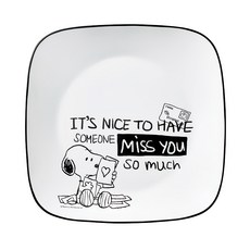 Corelle Brands 康寧餐具 SNOOPY 復刻黑白 方形午餐盤, 黑色 + 白色, 1個