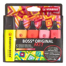STABILO 思筆樂 ARTY 波士經典螢光筆，5色暖色系，水性墨水, 馬卡龍色, 1組