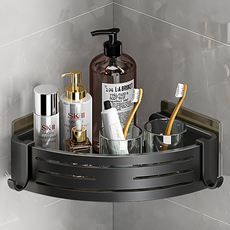 ILIFE 廚房浴室壁掛鋁合金三角籃-6.8H-, 經典黑色, 7個