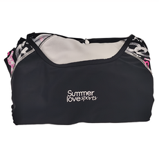 Summer love 夏之戀 衝浪裝二件式泳衣 短袖上衣 + 四角褲 + 泳帽 附活動式罩杯, 黑色, 1套