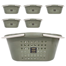 GINII 基尼多功能衛浴橢圓提籃 10L容量 MIT台灣設計製造, M(34.7 x 24.6 x 15.6cm), 莫蘭迪綠, 6個