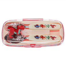 Rex LONDON 兒童餐具3件組, 湯匙 + 叉子 + 收納盒, 恐龍寶寶, 1組