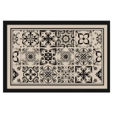 硅藻土地墊 40 X 60 公分, 方形幾何 米色 + 黑色, 1個