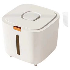 寵物飼料桶 附量米杯 + 矽藻土乾燥條 特大(30 x 30 x 27.5cm) 白色 防潮儲糧, 4個, 1組