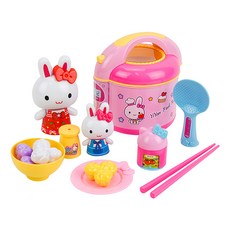 粉紅兔大電鍋碗筷組家家酒 附大小公仔 授權37008, 1個, 顏色隨機 多色