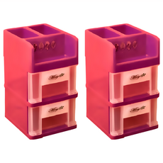 MORY 茂盛 生活King 晶點收納盒 Set 2, 塑膠材質, 13 x 15 x 22.5cm, 台灣製造, 紅色, 3層