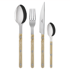 SABRE PARIS Bistrot復古酒館鈕扣亮面系列 餐具組 不鏽鋼餐具, 叉子 + 刀子 + 湯匙2支, 隕石白, 1組