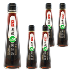 麻油車 冷壓有機黑麻油, 135ml, 5瓶