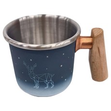 Truvii 趣味 400ml不鏽鋼杯 原木手把不易導熱, 漸層北歐森林, 1個