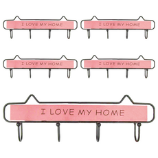免釘四連鉤, I LOVE MY HOME 掛鉤, M-6768, 5個