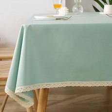 米禾 日式蕾絲防水桌巾, 180 x 140cm, 湖水綠, 1個