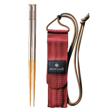 snow peak 雪諾必克 和武器組合筷 方形 M, 筷子 8 x 8 x 205mm + 收納袋 38 x 143mm, SCT-110, 1個